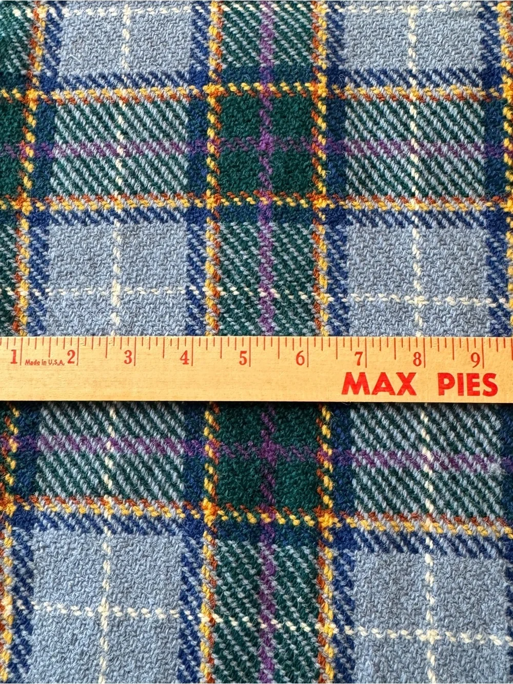 Vintage Manx Tartan Wool Scarf Hand Woven Plaid Fringe Patricia McQuaid 53”